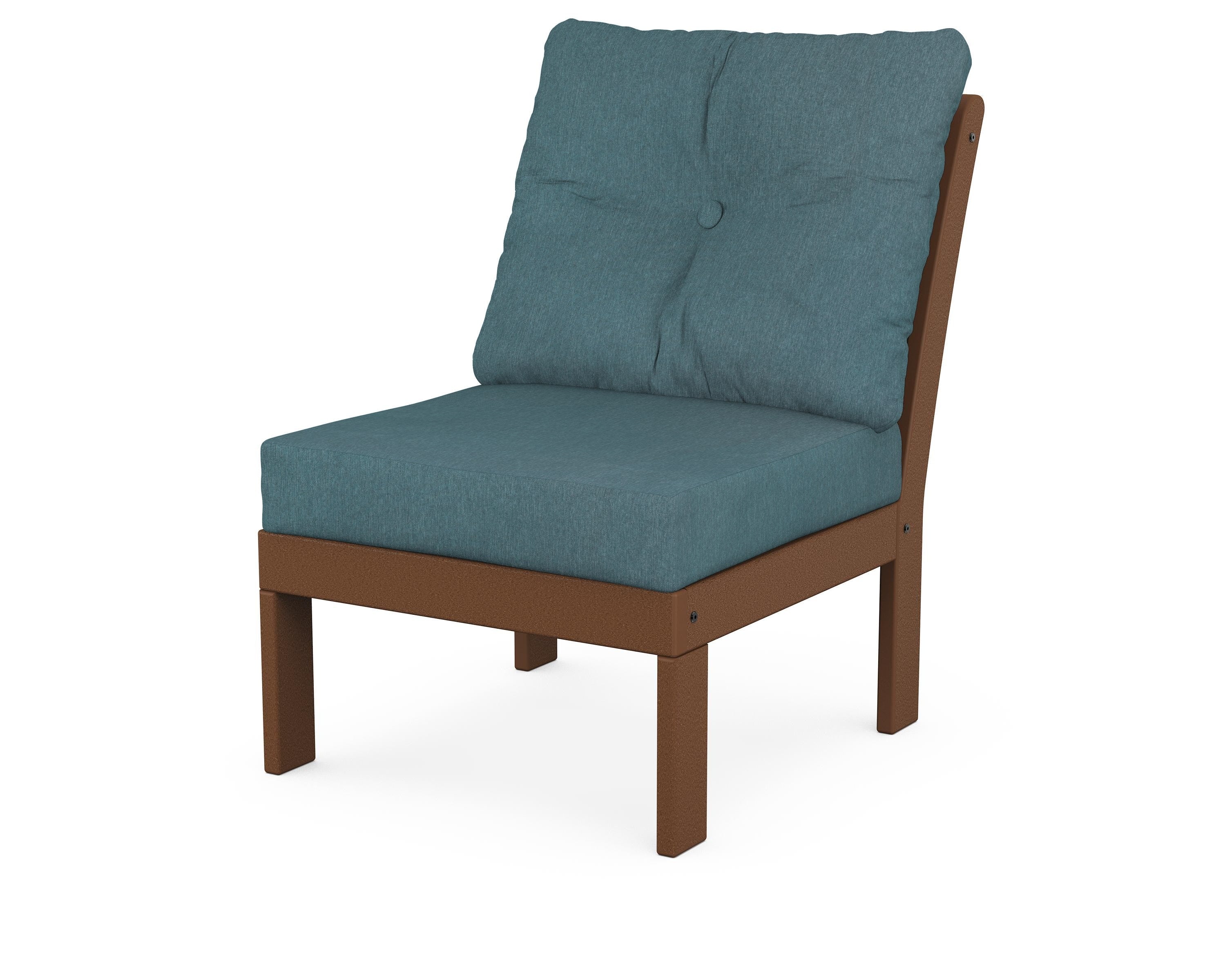 POLYWOOD® Vineyard Modular Armless Chair in Teak / Ocean Teal