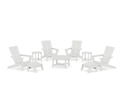 POLYWOOD® Modern Studio Adirondack 9-Piece Conversation Set in White