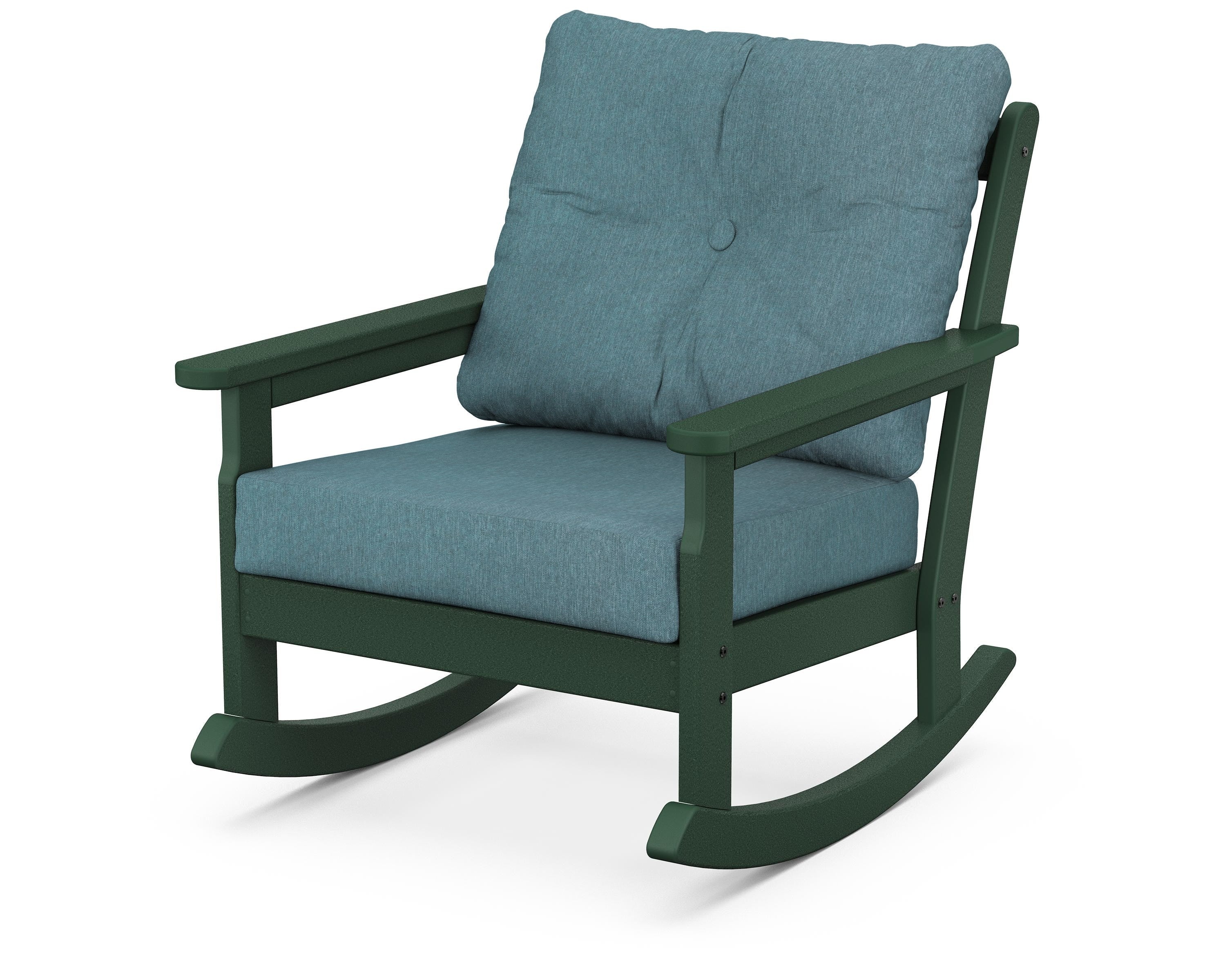 POLYWOOD® Vineyard Deep Seating Rocking Chair in Green / Ocean Teal