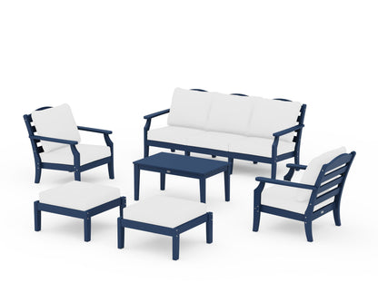 Draper James™ by  POLYWOOD® Savannah 6-Piece Lounge Sofa Set in Navy / Natural