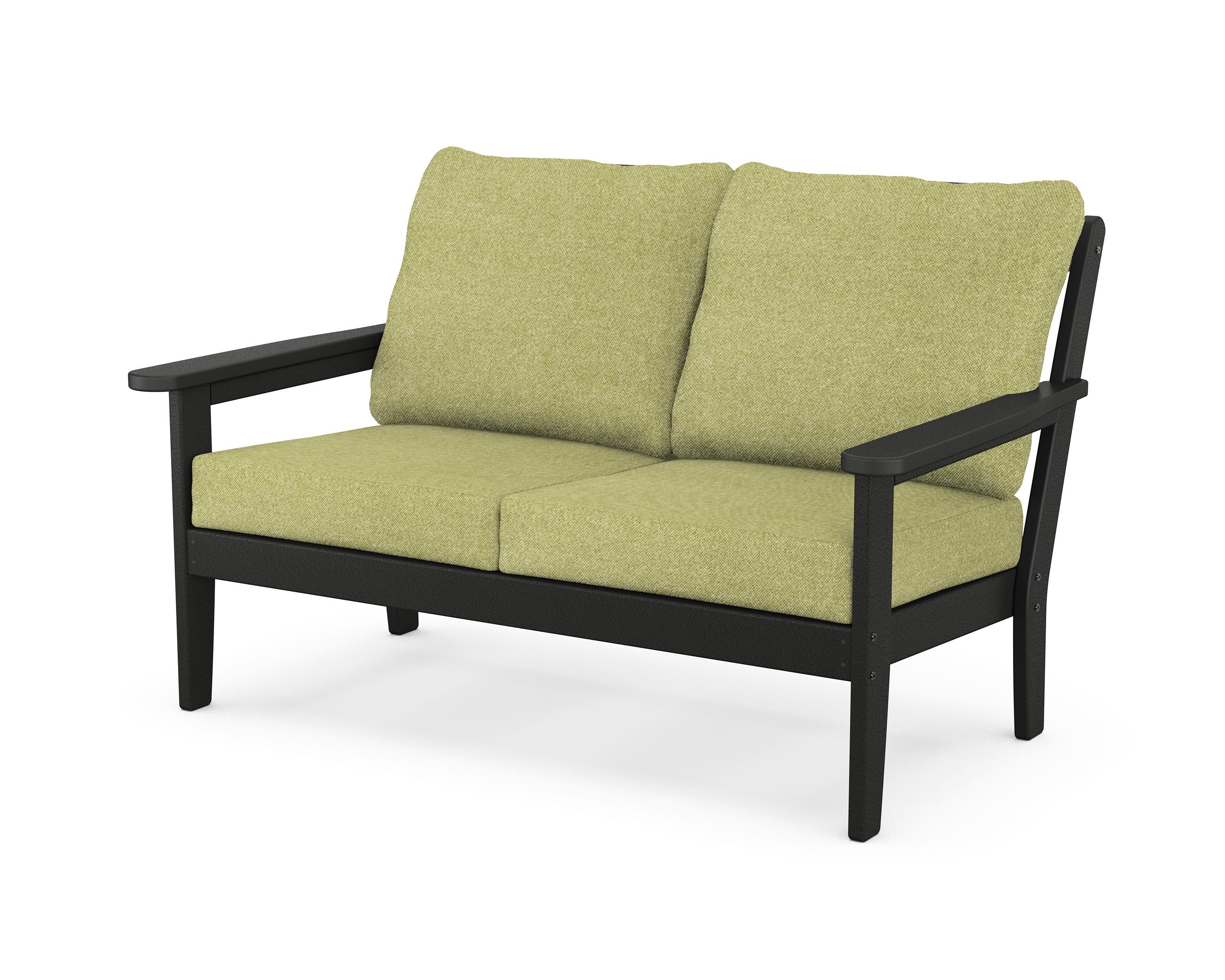 Country Living Cottage Deep Seating Loveseat in Black / Chartreuse Boucle