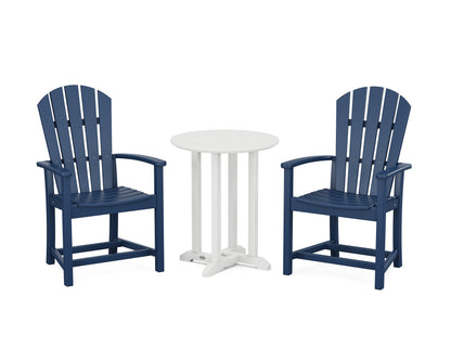 POLYWOOD® Palm Coast 3-Piece Round Farmhouse Bistro Dining Set in Navy / White