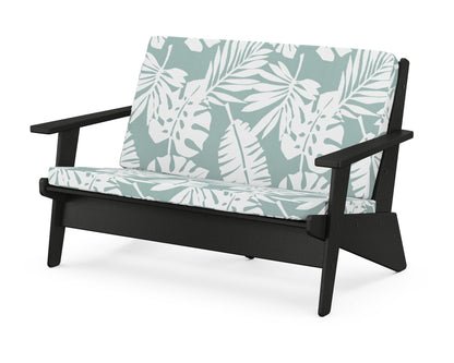 POLYWOOD® Riviera Modern Lounge Loveseat in Black / Leaf Glacier Spa