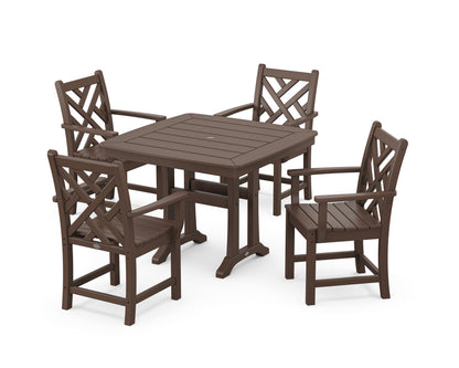 POLYWOOD® Chippendale 5-Piece Dining Set with Trestle Legs in Mahogany