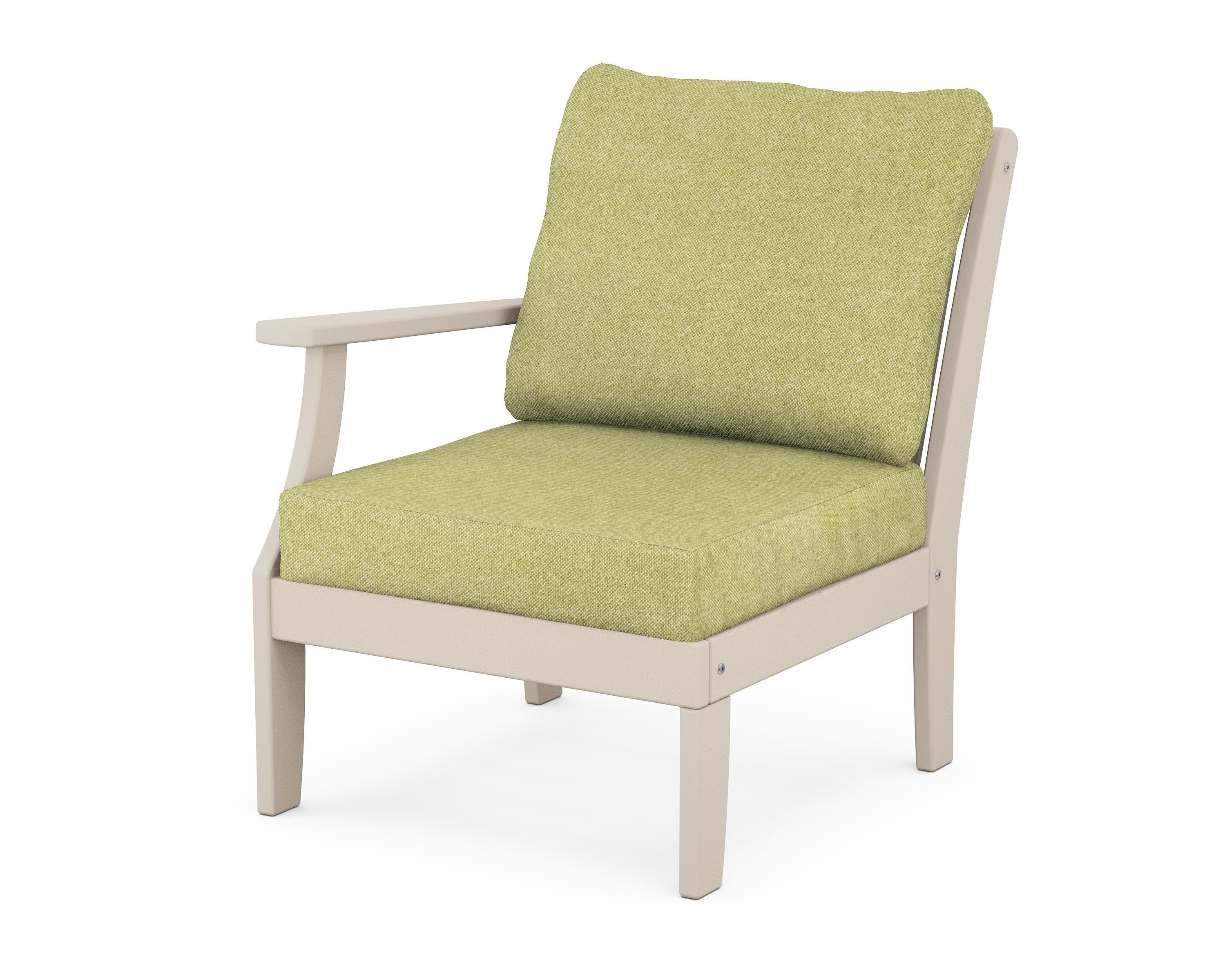POLYWOOD® Braxton Modular Left Arm Chair in Sand / Chartreuse Boucle