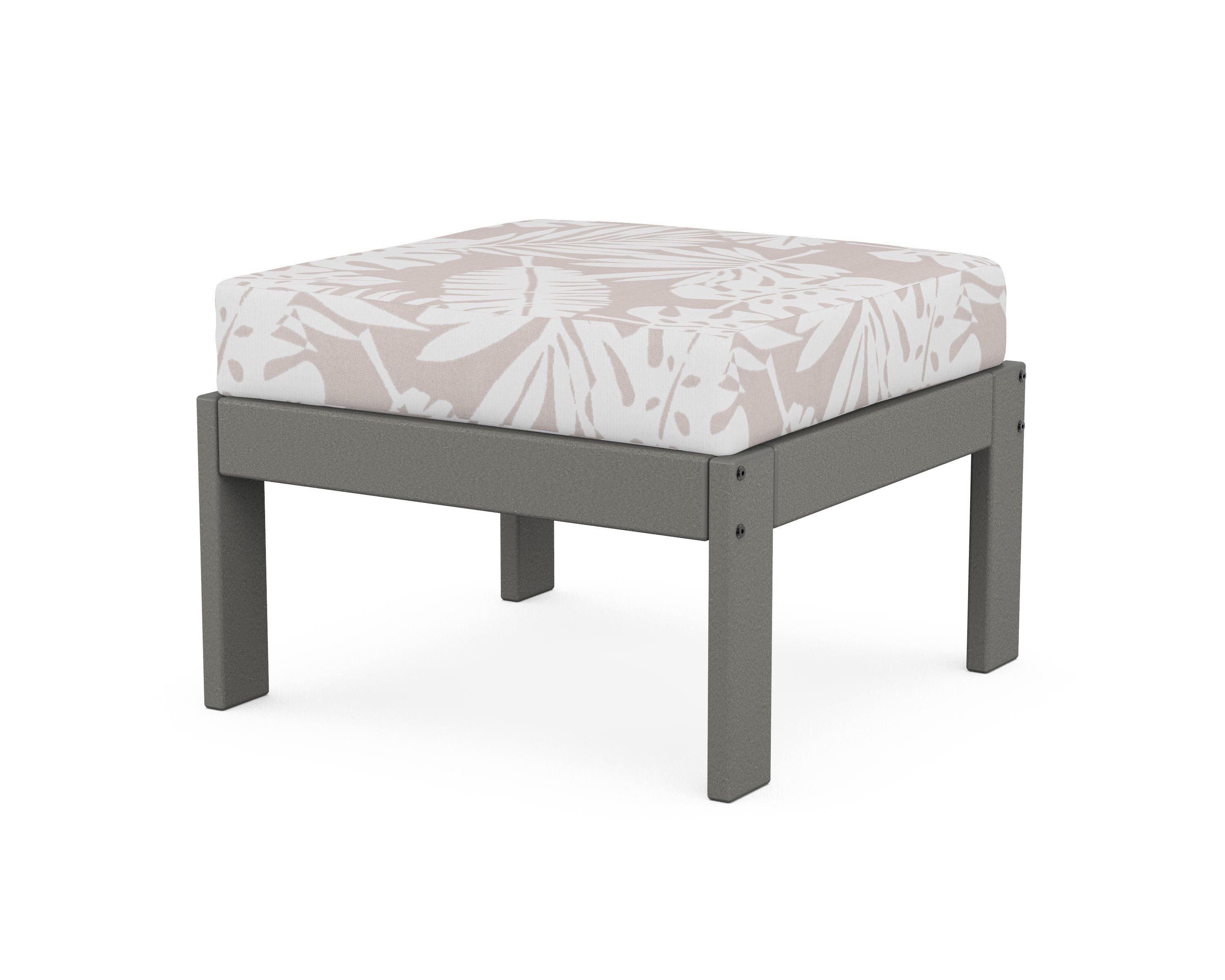 POLYWOOD® Vineyard Modular Ottoman in Slate Grey / Leaf Dune Burlap