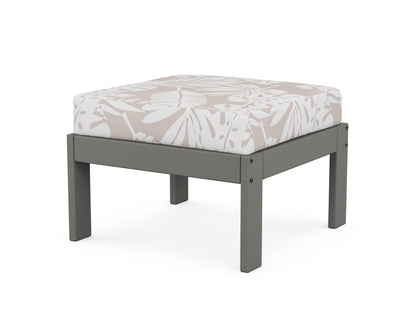 POLYWOOD® Vineyard Modular Ottoman in Slate Grey / Leaf Dune Burlap