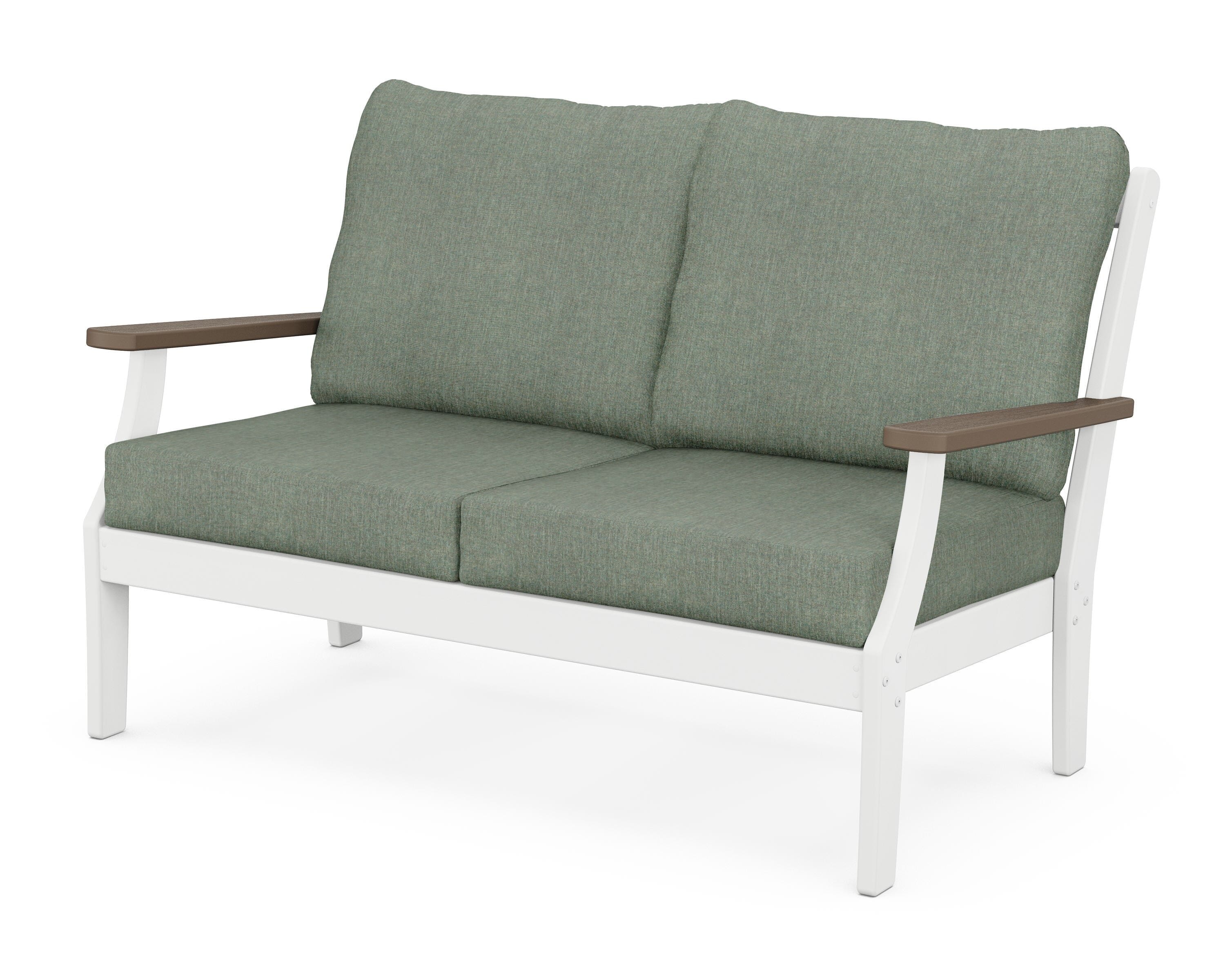 POLYWOOD® Braxton Deep Seating Loveseat in White / Kona / Cast Sage