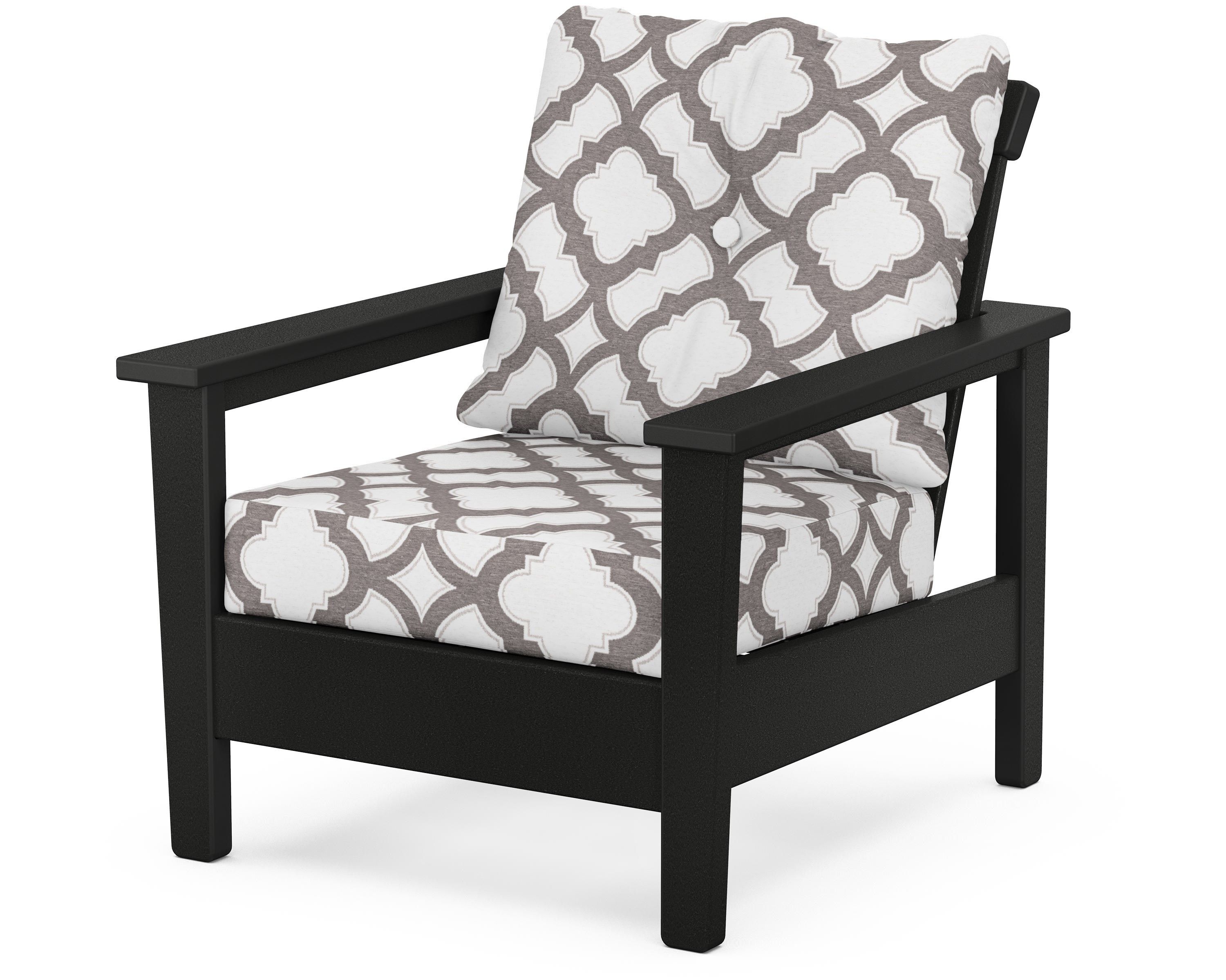 POLYWOOD® Prescott Deep Seating Chair in Black / Trellis Grey Mist