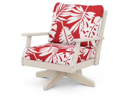 POLYWOOD® Braxton Deep Seating Swivel Chair in Sand / Leaf Crimson