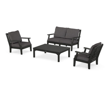 Martha Stewart by POLYWOOD® Chinoiserie 4-Piece Deep Seating Set with Loveseat in Black / Ash Charcoal