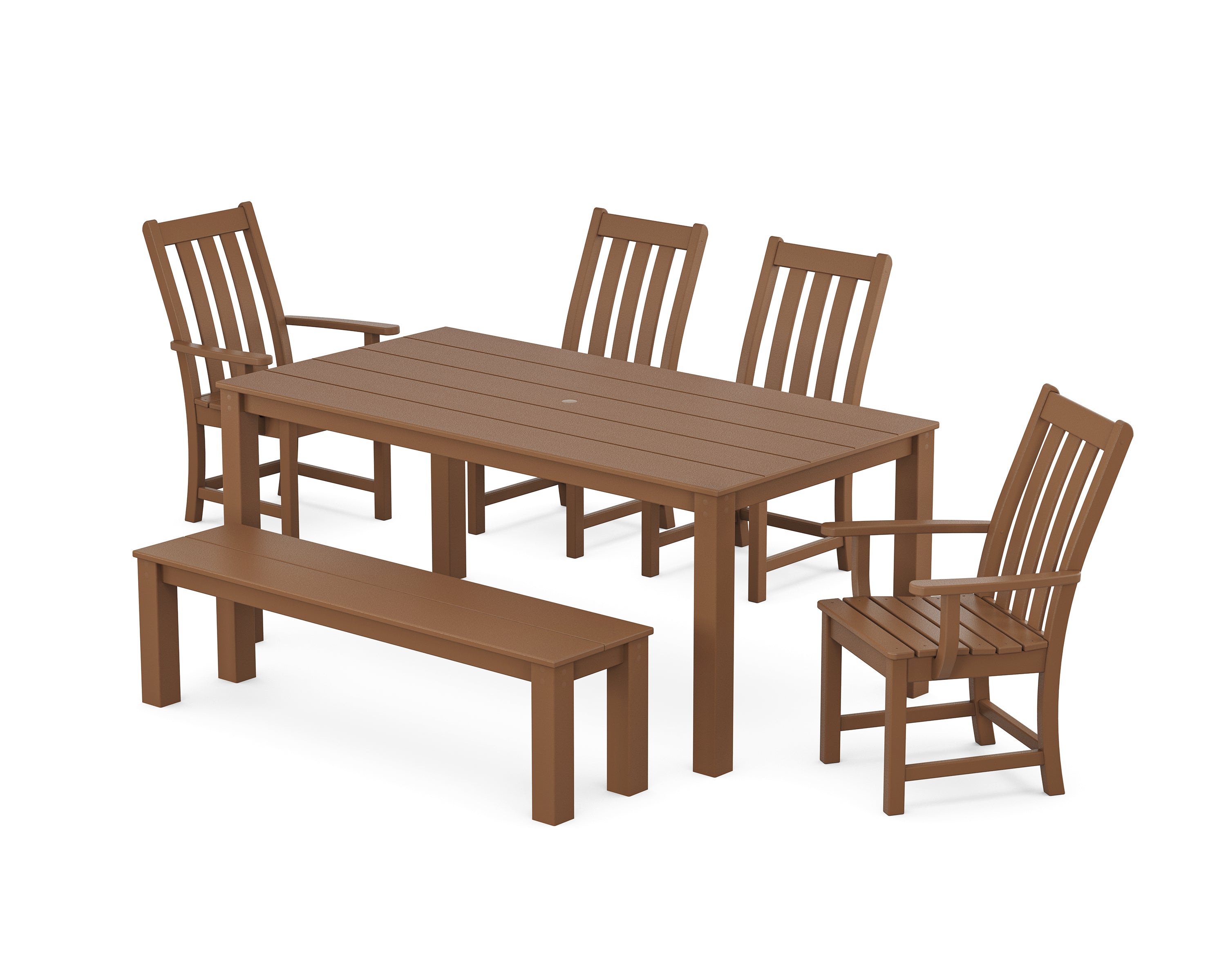 POLYWOOD® Vineyard 6-Piece Parsons Dining Set with Bench in Teak
