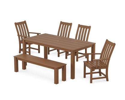 POLYWOOD® Vineyard 6-Piece Parsons Dining Set with Bench in Teak