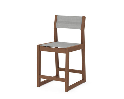 POLYWOOD® EDGE Sling Counter Side Chair in Teak / Metallic Sling