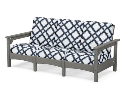 POLYWOOD® Club Sofa in Slate Grey / Trellis Marine Indigo
