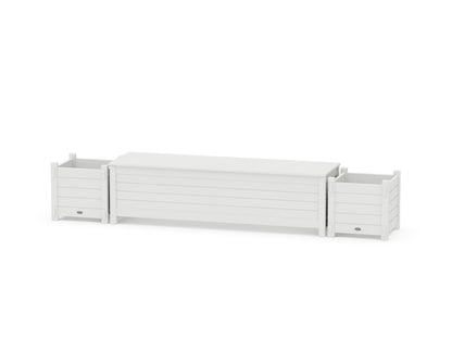POLYWOOD® 60" Nautical Straight Planter Storage Bench Set in White
