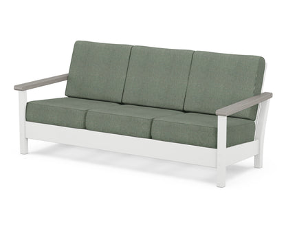 POLYWOOD® Harbour Deep Seating Sofa in White / Driftwood / Cast Sage