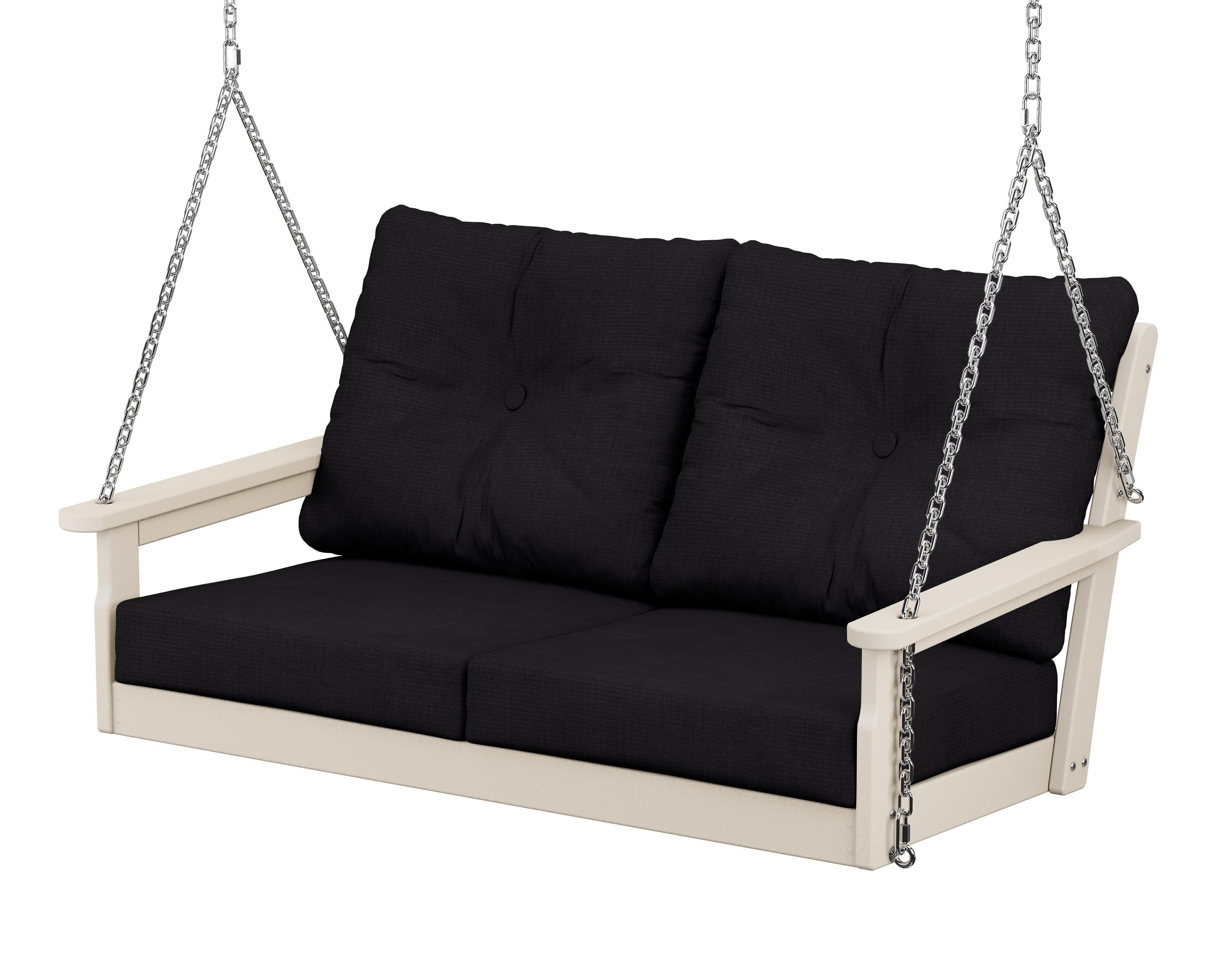 POLYWOOD® Vineyard Deep Seating Swing in Sand / Midnight Linen