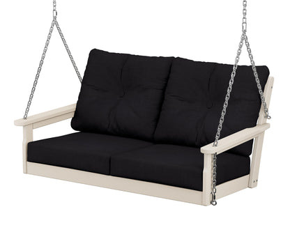 POLYWOOD® Vineyard Deep Seating Swing in Sand / Midnight Linen