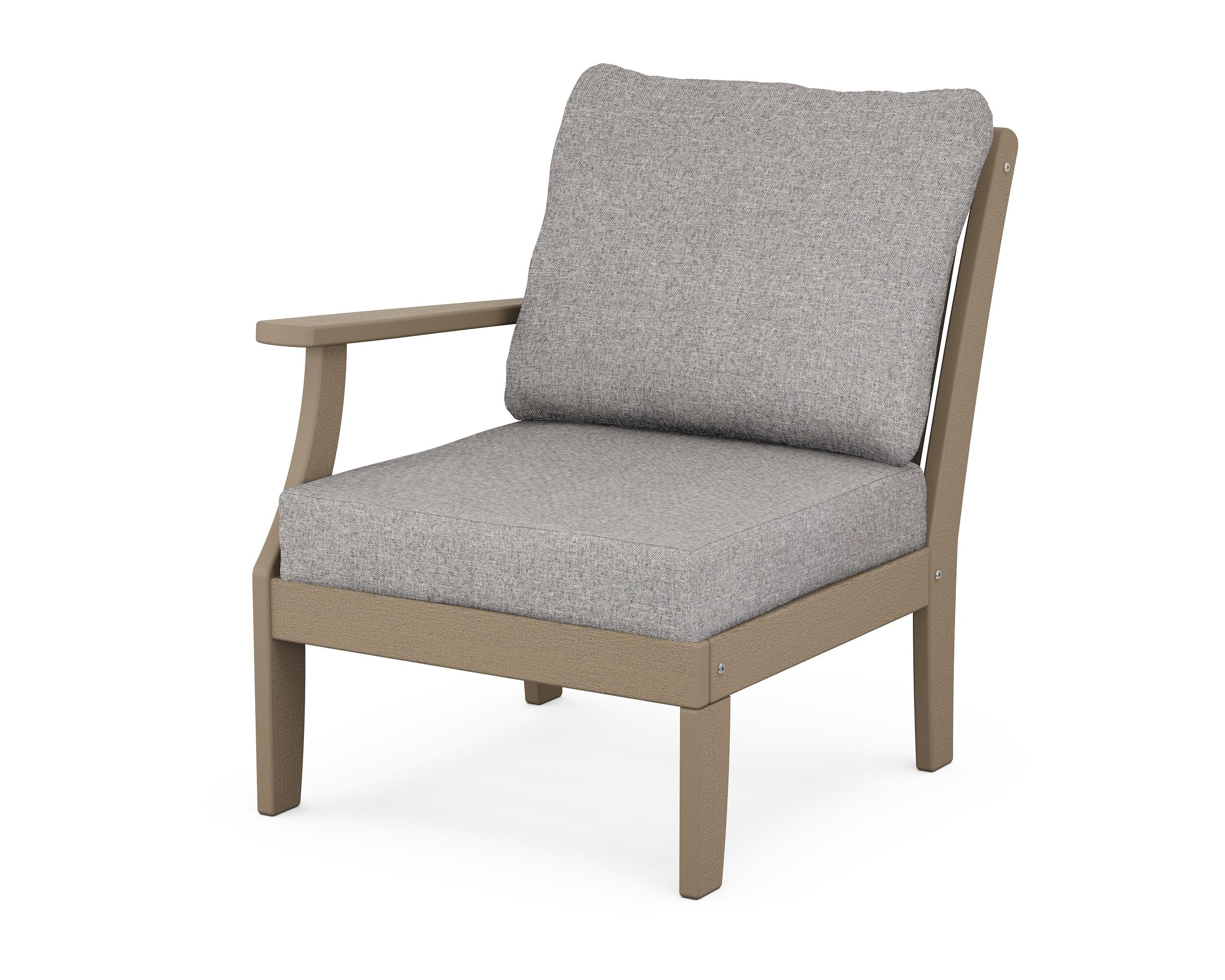 POLYWOOD® Braxton Modular Left Arm Chair in Vintage Sahara / Grey Mist