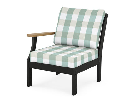 POLYWOOD® Braxton Modular Left Arm Chair in Black / Natural / Buffalo Plaid Glacier Spa