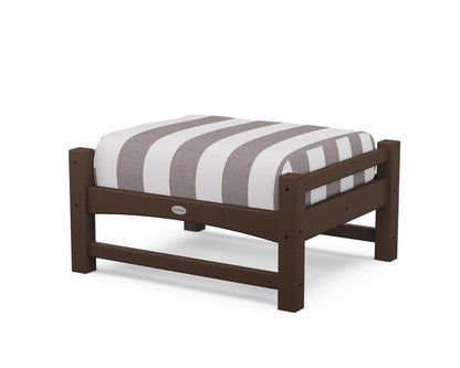 POLYWOOD® Club Ottoman in Mahogany / Cabana Stripe Grey Mist