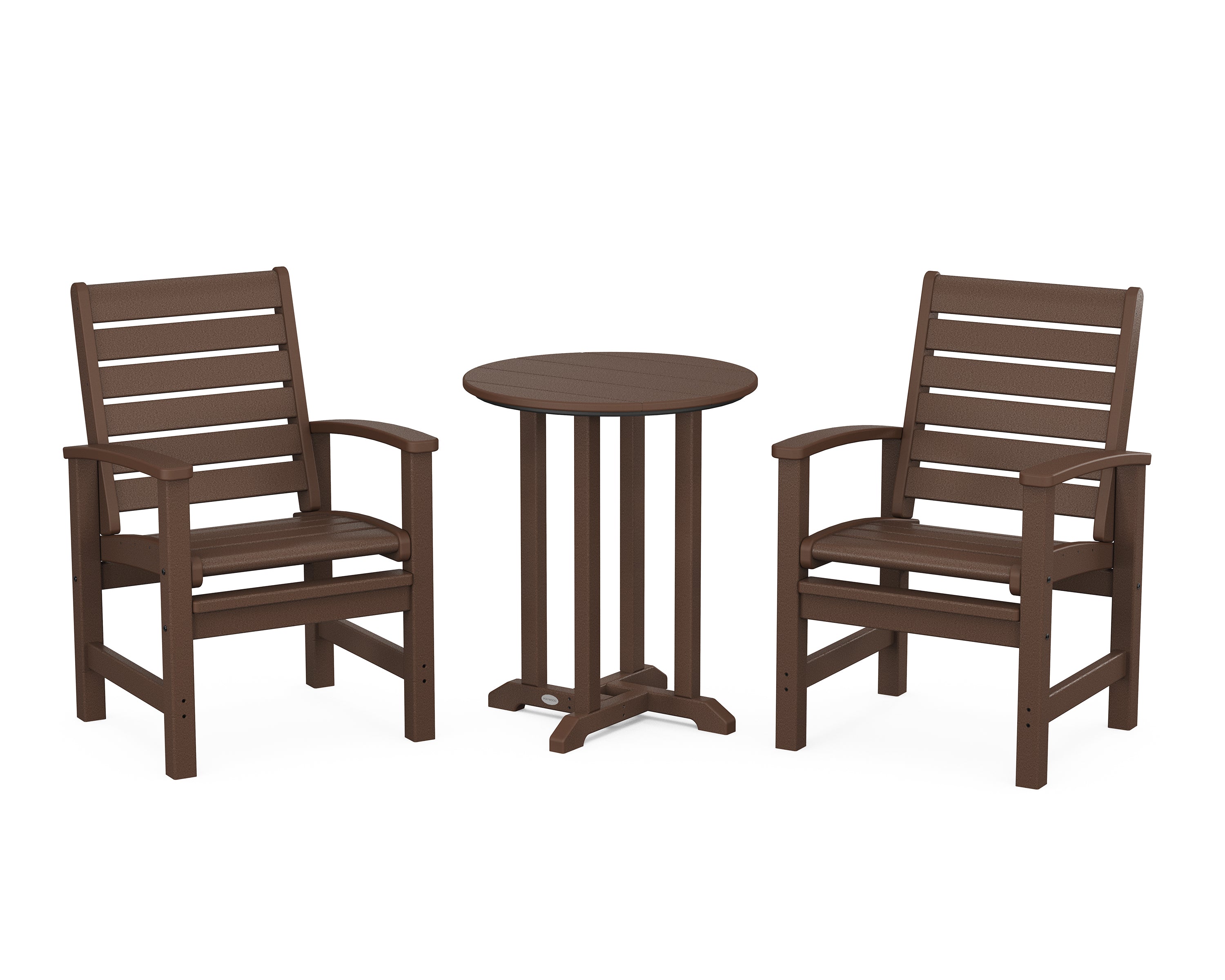 POLYWOOD® Signature 3-Piece Round Farmhouse Bistro Dining Set in Mahogany