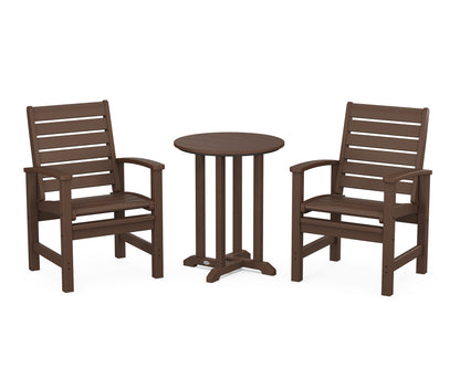 POLYWOOD® Signature 3-Piece Round Farmhouse Bistro Dining Set in Mahogany