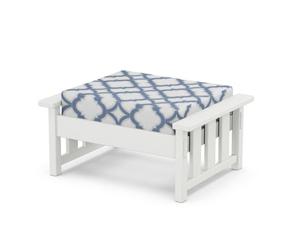 Martha Stewart by POLYWOOD® Acadia Deep Seating Ottoman in White / Trellis Sky Blue