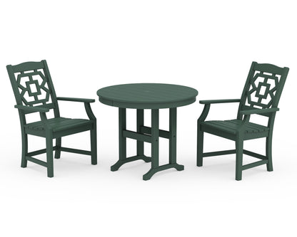 Martha Stewart by POLYWOOD® Chinoiserie 3-Piece Farmhouse Dining Set in Green