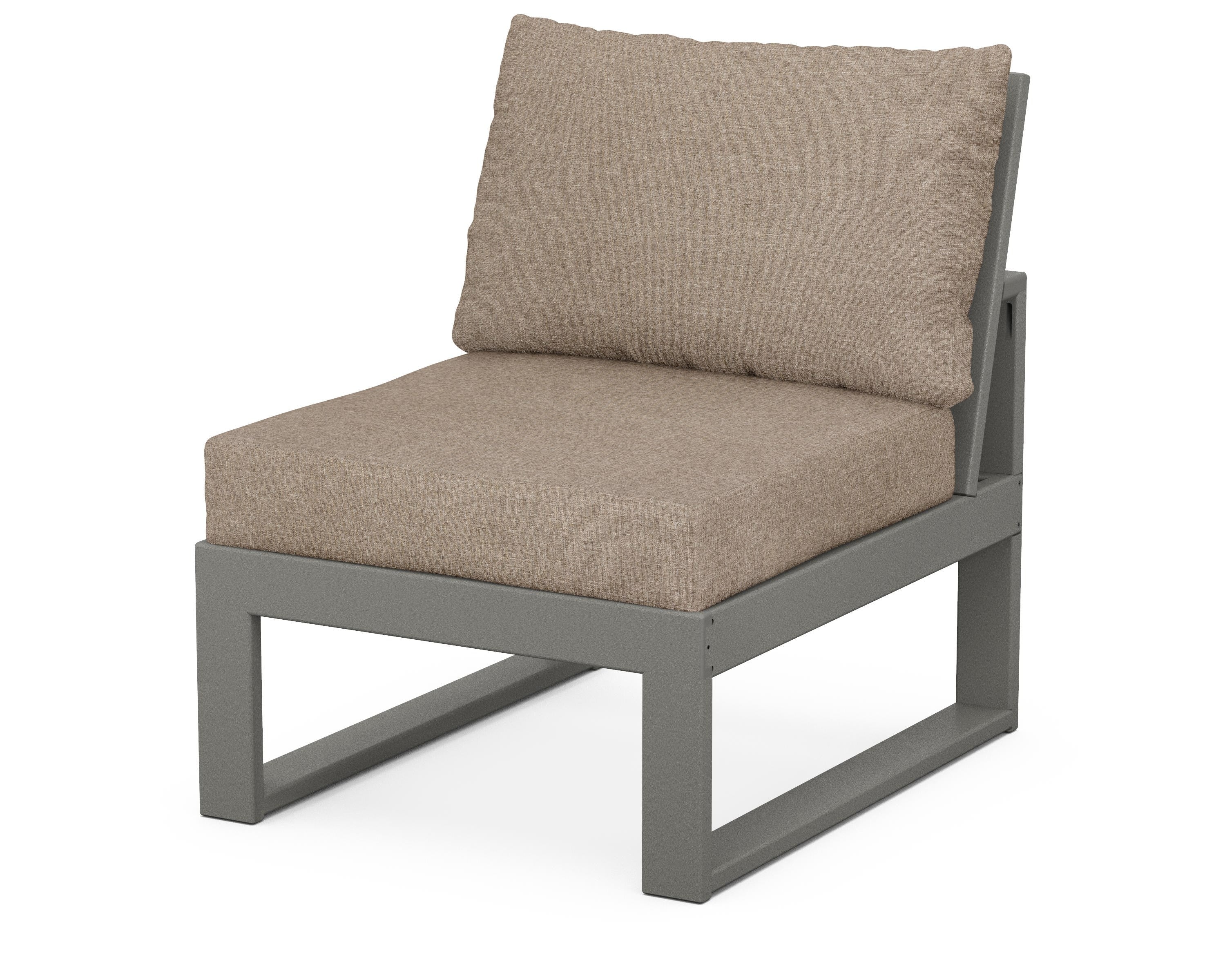 Unbranded Modular Armless Chair in Slate Grey / Spiced Burlap