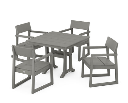 POLYWOOD® EDGE 5-Piece Farmhouse Dining Set With Trestle Legs in Slate Grey
