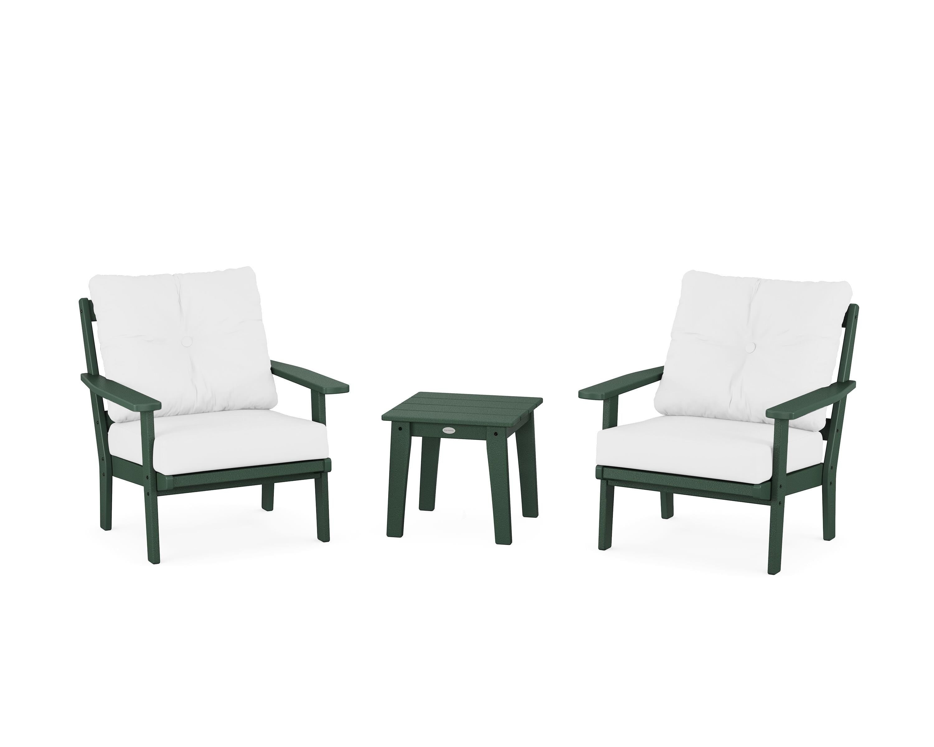 POLYWOOD® Oxford 3-Piece Deep Seating Set in Green / Natural