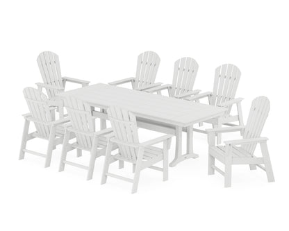 POLYWOOD® South Beach 9-Piece Farmhouse Dining Set with Trestle Legs in White