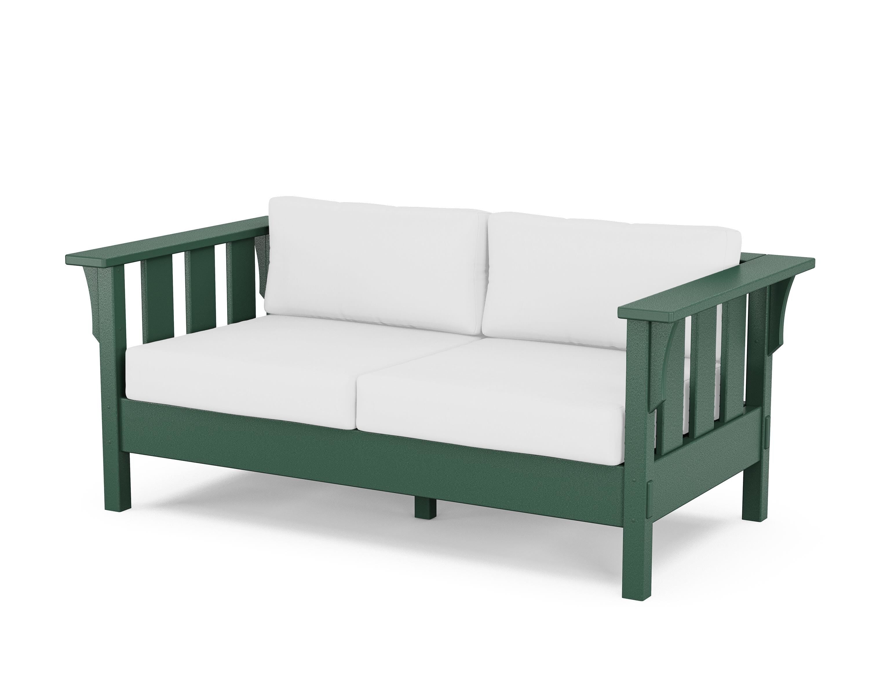 Martha Stewart by POLYWOOD® Acadia Deep Seating Loveseat in Green / Natural