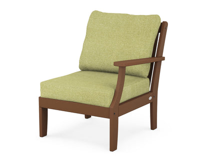 POLYWOOD® Braxton Modular Right Arm Chair in Teak / Chartreuse Boucle