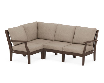 POLYWOOD® Braxton Modular 4-Piece Deep Seating Set in Mahogany / Spiced Burlap