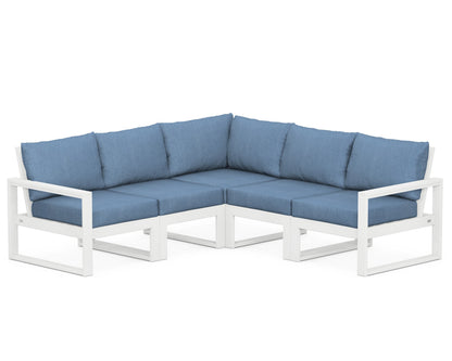POLYWOOD® EDGE 5-Piece Modular Deep Seating Set in White / Sky Blue