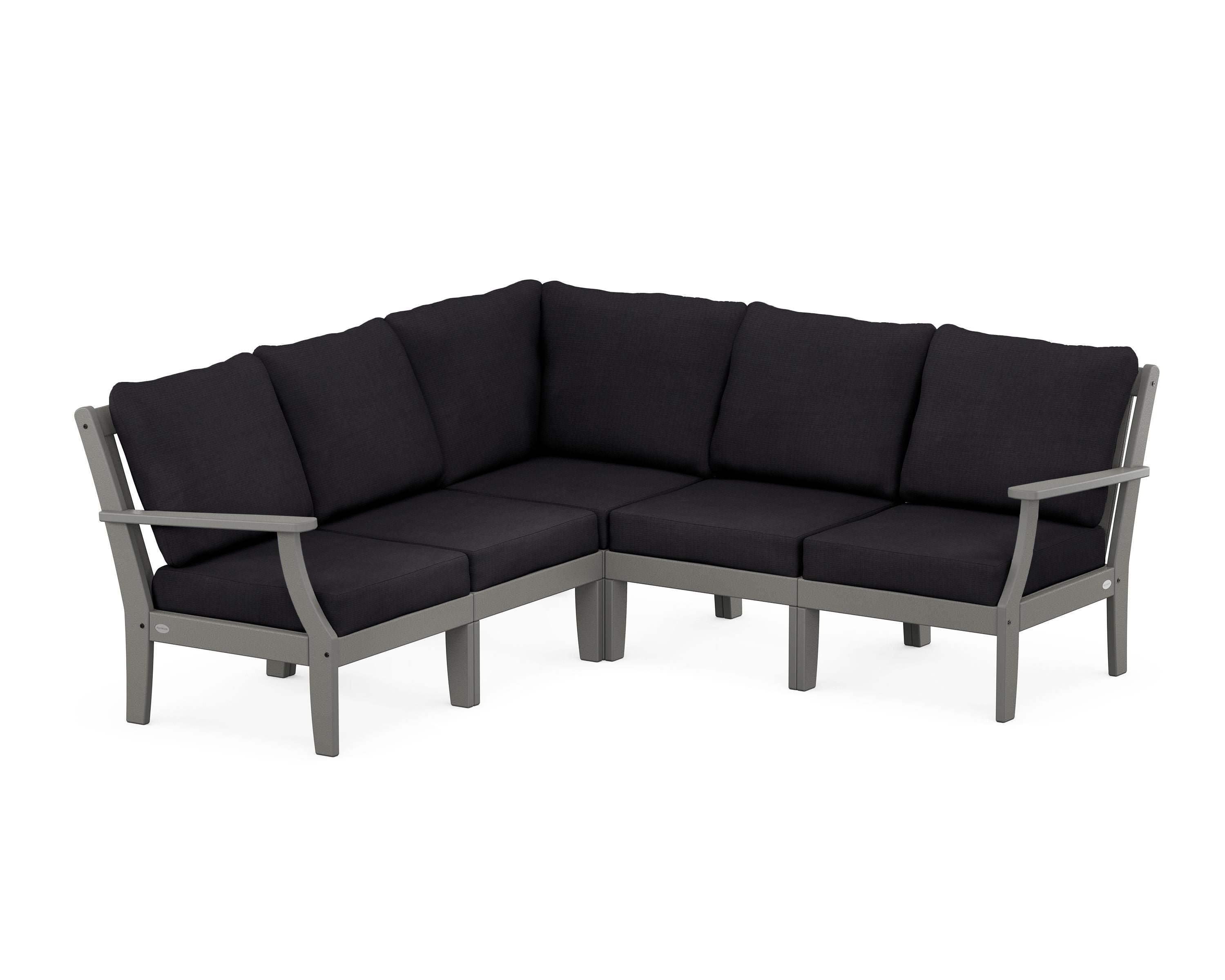 POLYWOOD® Braxton Modular 5-Piece Deep Seating Set in Slate Grey / Midnight Linen