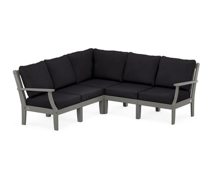 POLYWOOD® Braxton Modular 5-Piece Deep Seating Set in Slate Grey / Midnight Linen