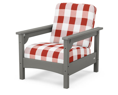 POLYWOOD® Club Chair in Slate Grey / Buffalo Plaid Crimson