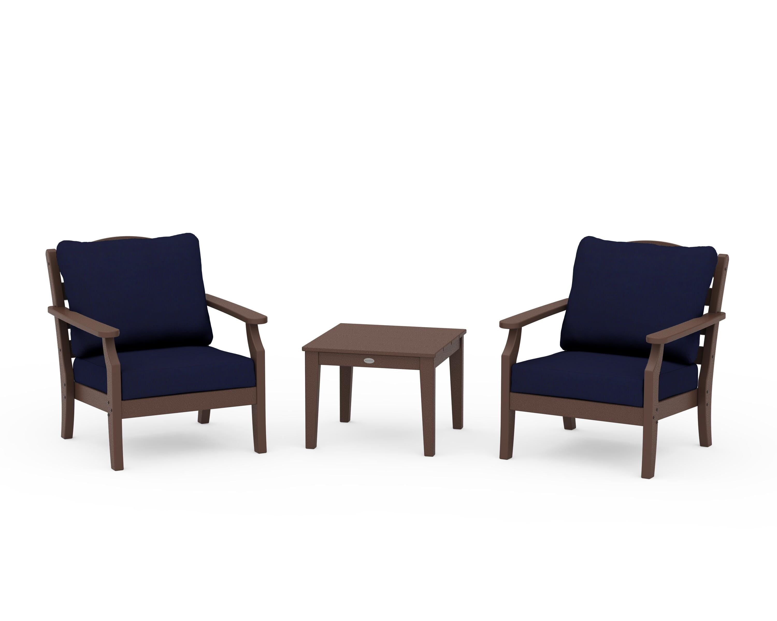 Draper James™ by  POLYWOOD® Savannah 3-Piece Deep Seating Set in Mahogany / Navy