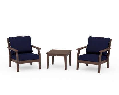 Draper James™ by  POLYWOOD® Savannah 3-Piece Deep Seating Set in Mahogany / Navy