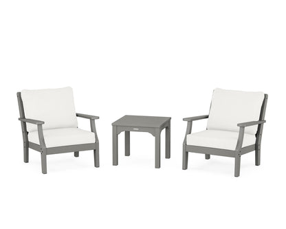 Martha Stewart by POLYWOOD® Chinoiserie 3-Piece Deep Seating Set in Slate Grey / Natural Linen