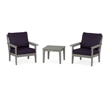 Country Living Cottage 3-Piece Deep Seating Set in Slate Grey / Navy Linen