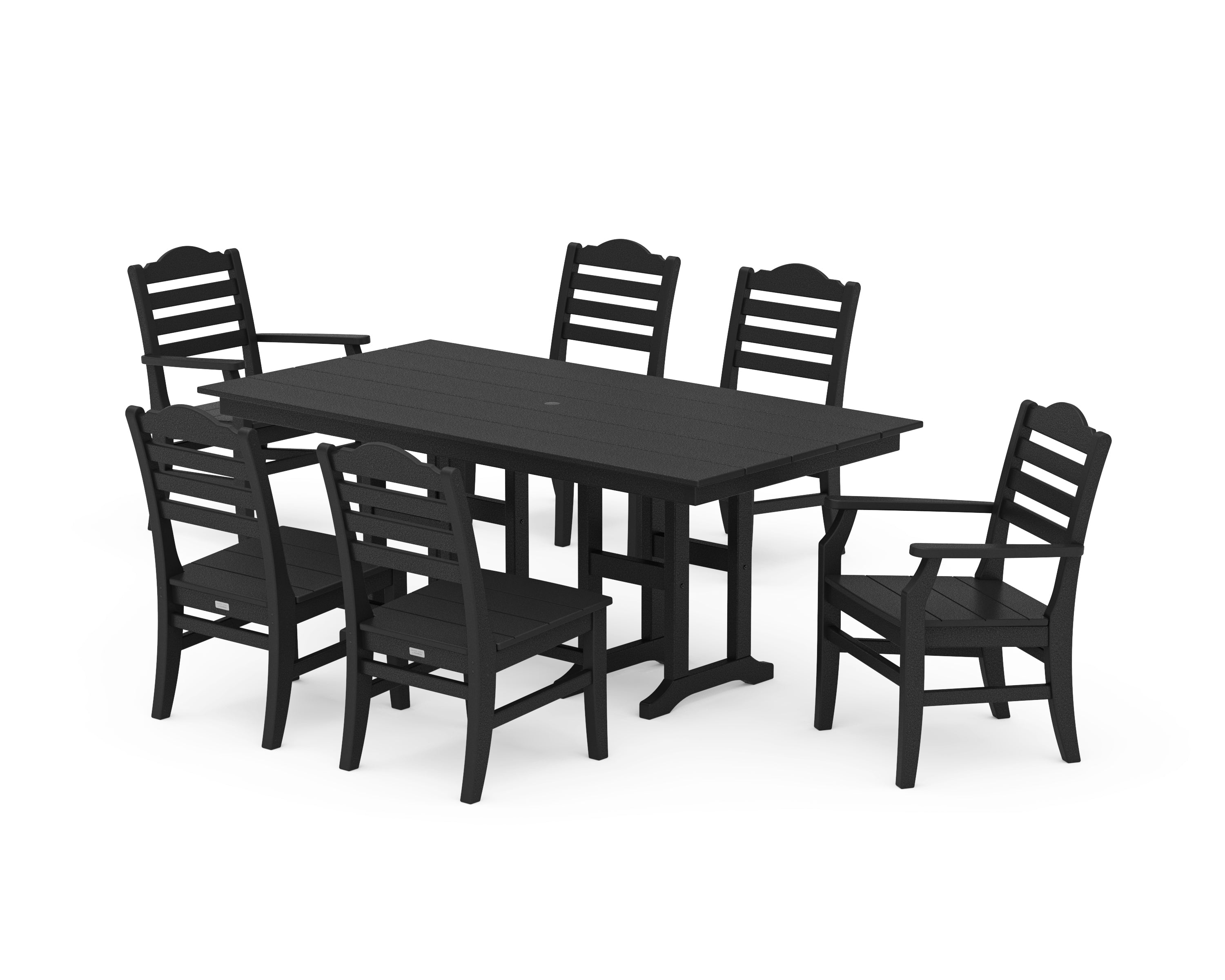 POLYWOOD® Savannah 7-Piece Farmhouse Dining Set in Black