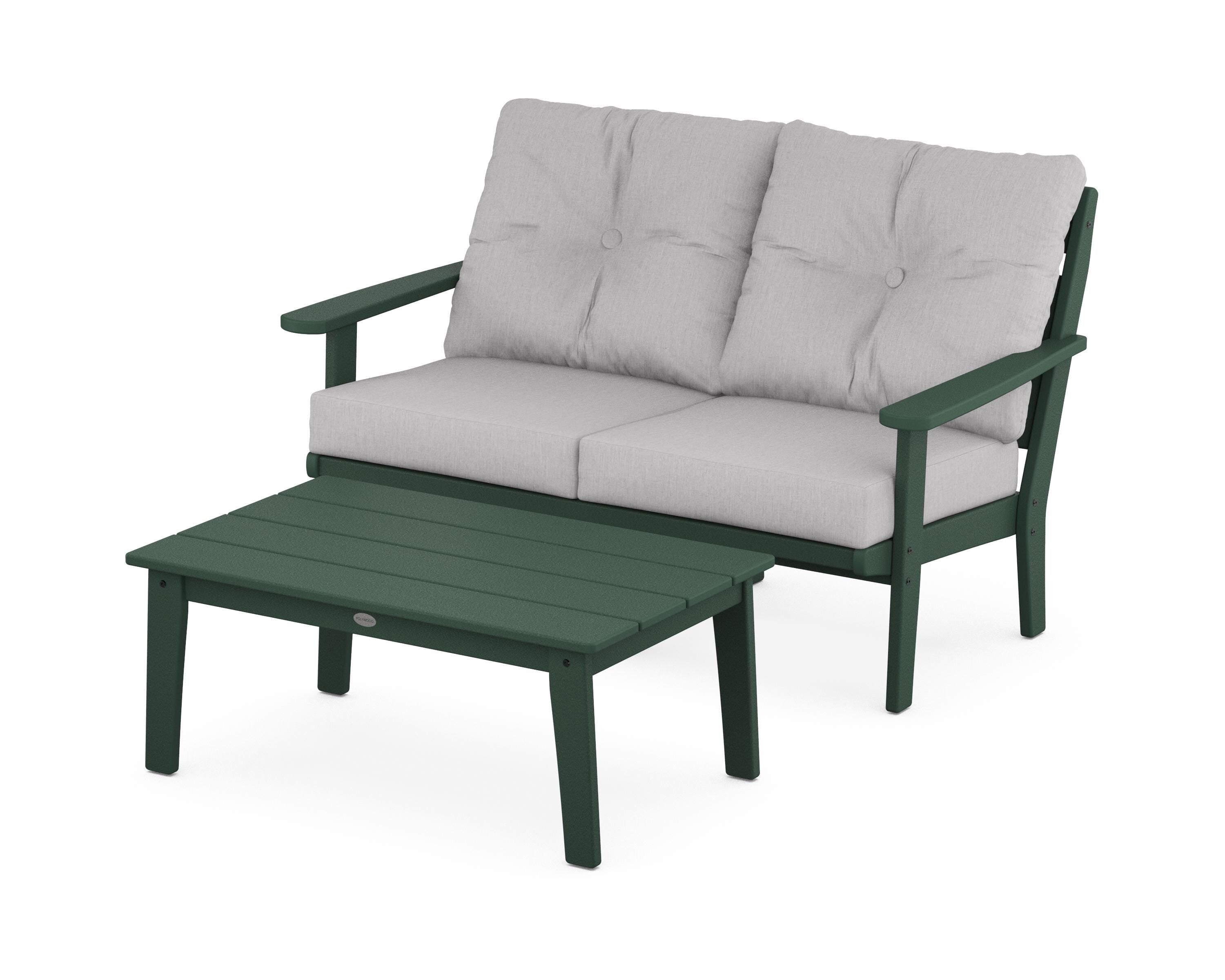 POLYWOOD® Lakeside 2-Piece Lounge Loveseat Set in Green / Granite