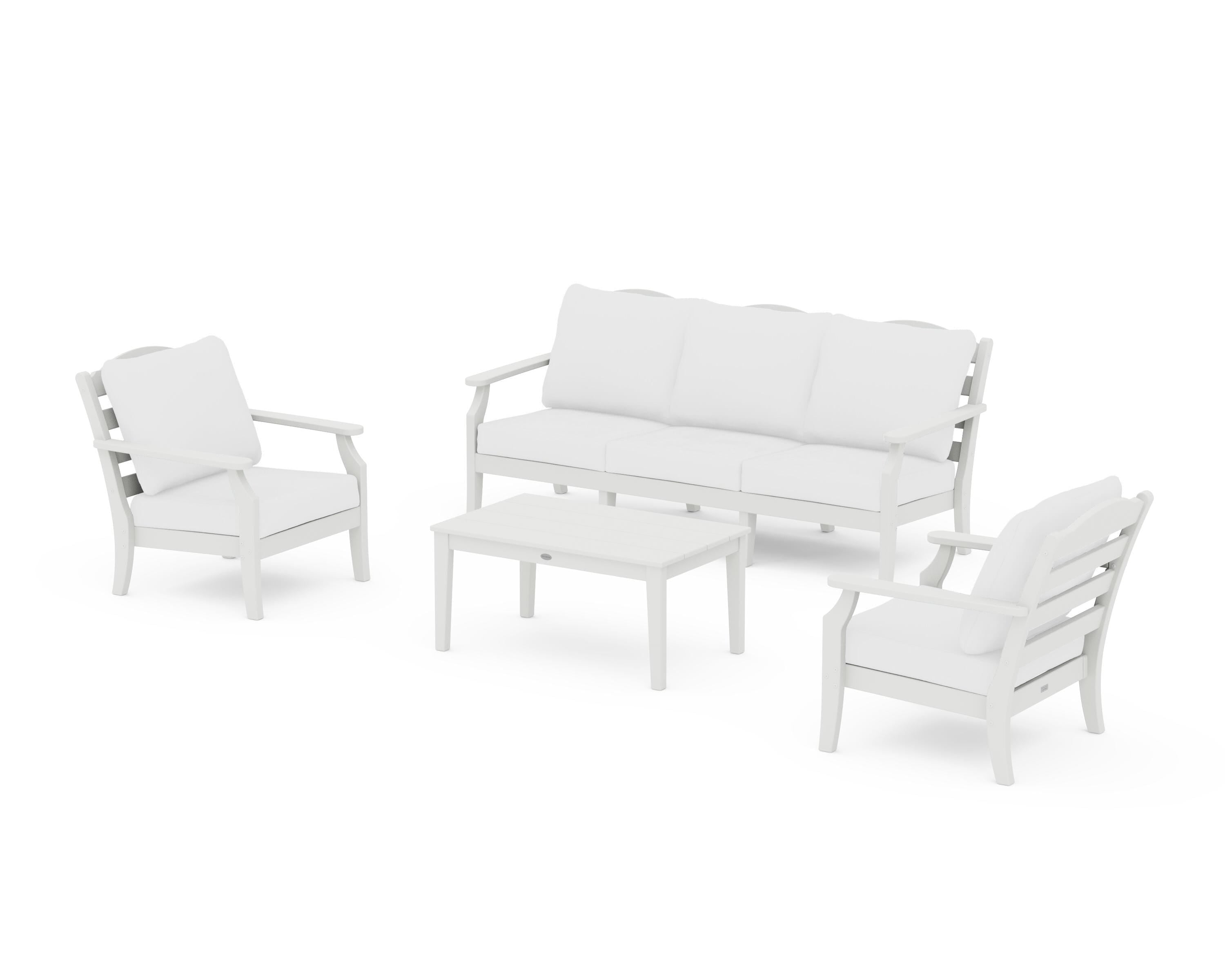 Draper James™ by  POLYWOOD® Savannah 4-Piece Deep Seating Set with Sofa in Vintage White / Natural