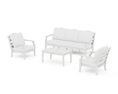 Draper James™ by  POLYWOOD® Savannah 4-Piece Deep Seating Set with Sofa in Vintage White / Natural