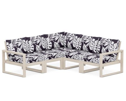 POLYWOOD® EDGE 5-Piece Modular Deep Seating Set in Sand / Leaf Navy